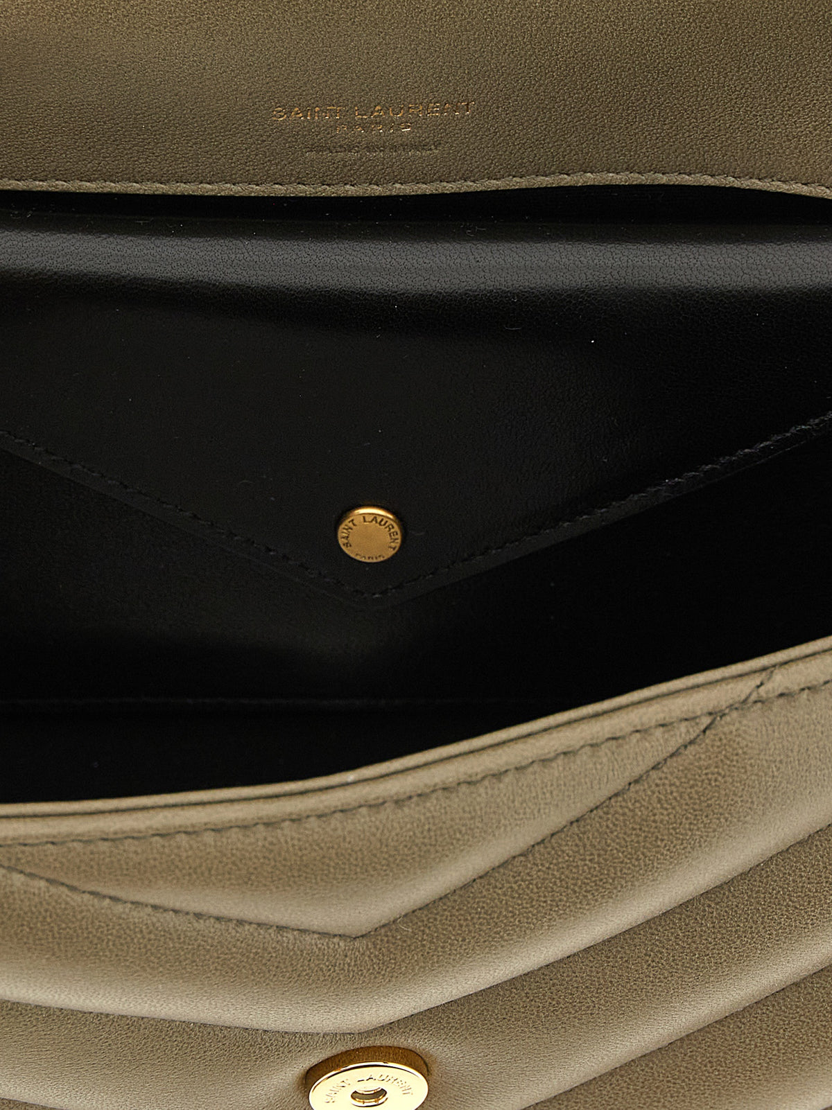 Saint Laurent Cassandre Lou Lambskin Leather Small Shoulder Flap Bag - Bicolour Gold Green Chevron