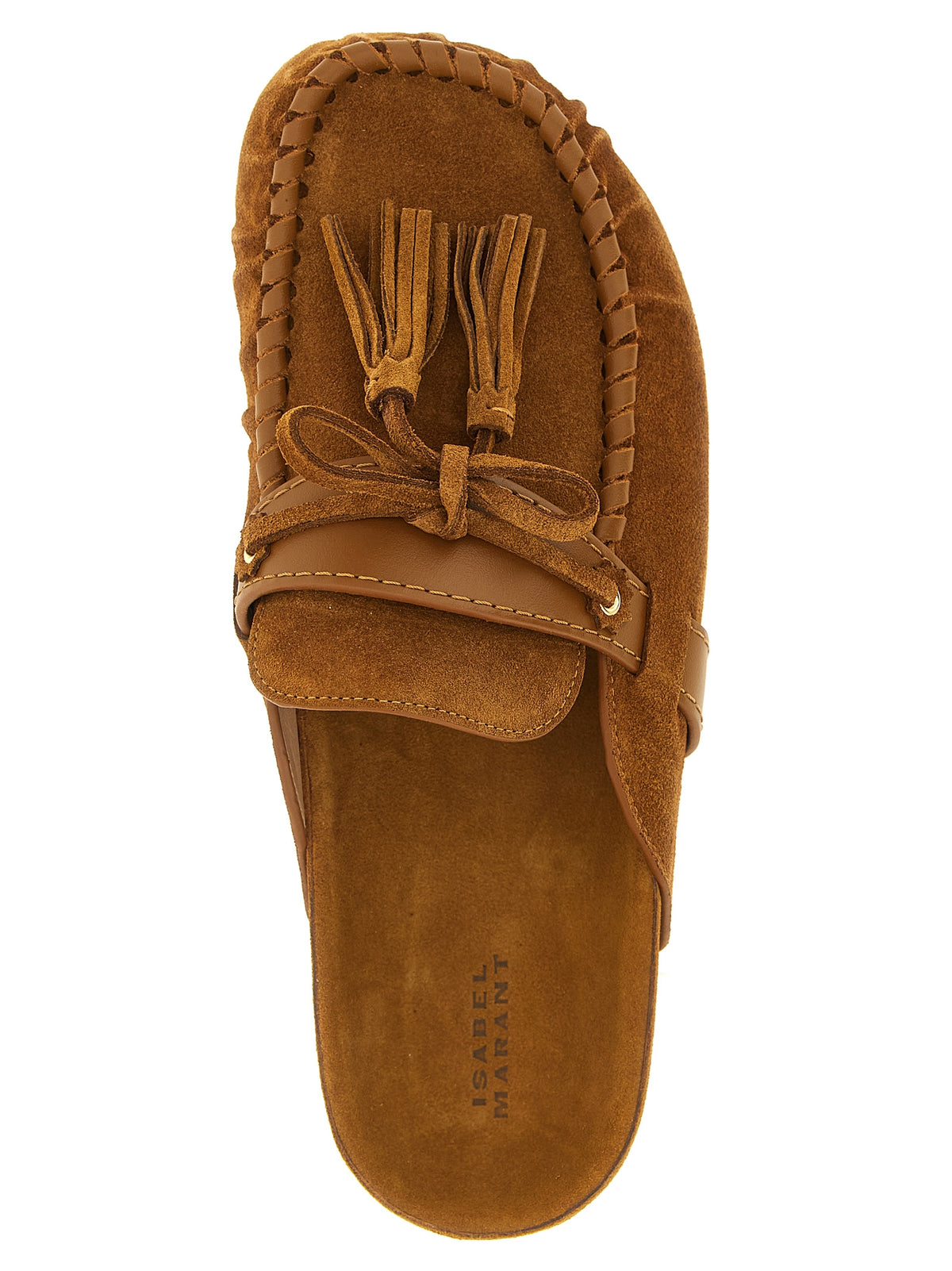 Isabel Marant Women's Bos Taurus Suede Cowhide Leather Flat Moccasin Moccasins Loafer Slip-On Strap Shoes - Brown Signature
