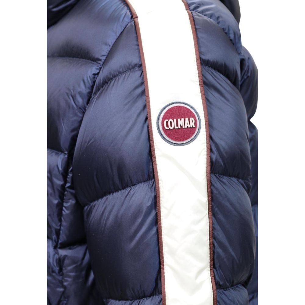 Colmar Originals Men's Quilted Polyamide Hooded Puffer Jacket - Blue Signature Striped