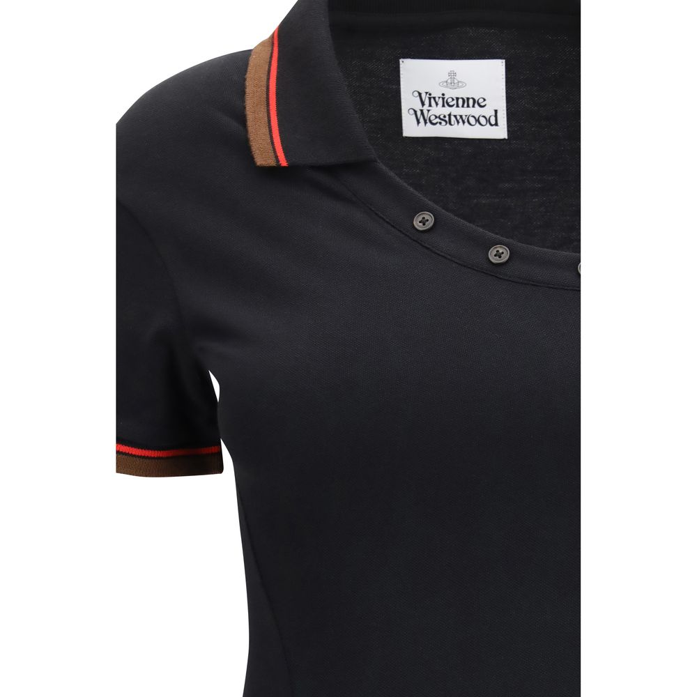 Vivienne Westwood Women's Polo One Shoulder Asymmetric Short-Sleeve Cotton Short Dress - Black