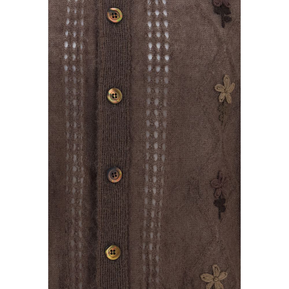 Cardigan by Magliano for men in mohair polyamide & merino wool brown & floral features an impeccable silhouette, showcasing a sophisticated and detail for a truly impeccable finish.