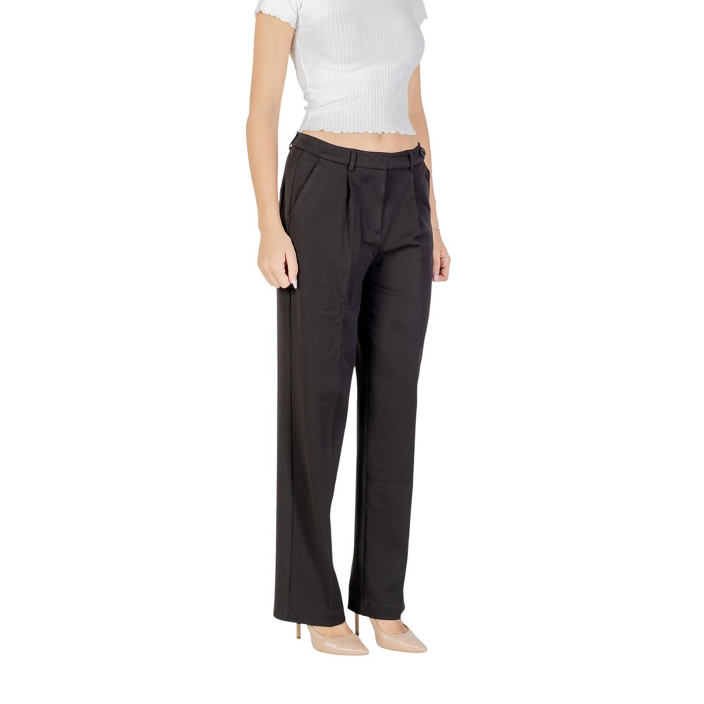 Only Women's Straight Leg Cigarette High Rise Stretch Polyester & Viscose Trousers - Black