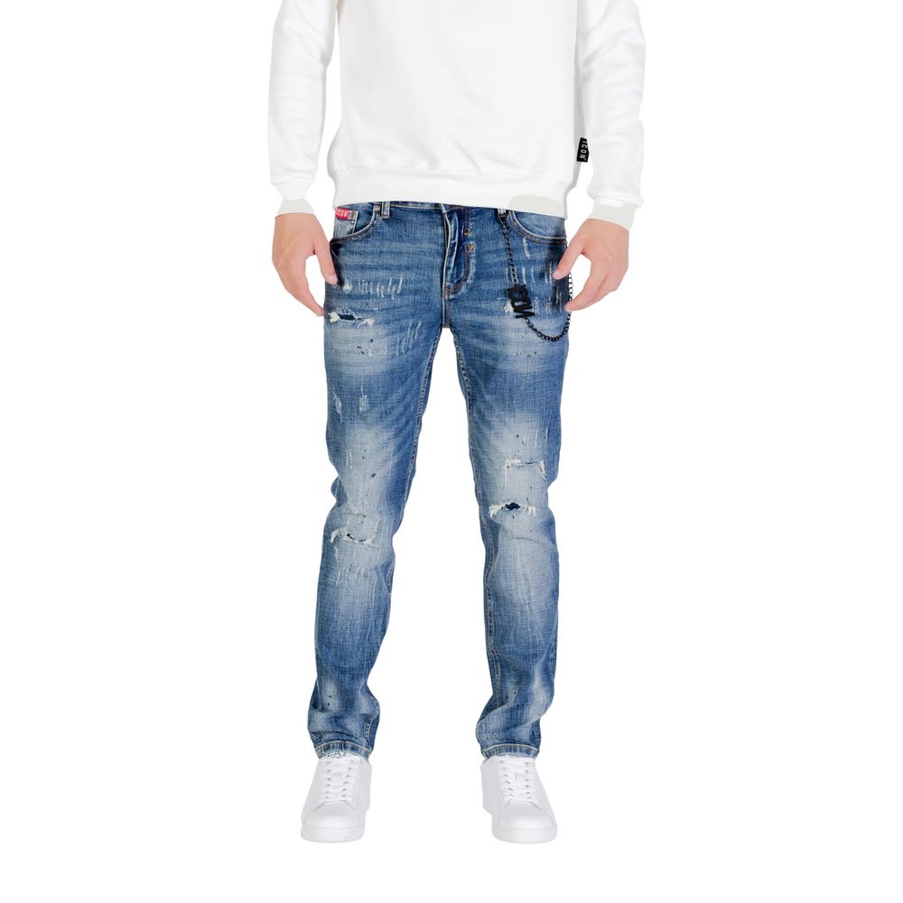 Icon 9 To 5 Icon Men's Skinny Slim Stretch Denim Cotton Jeans - Blue