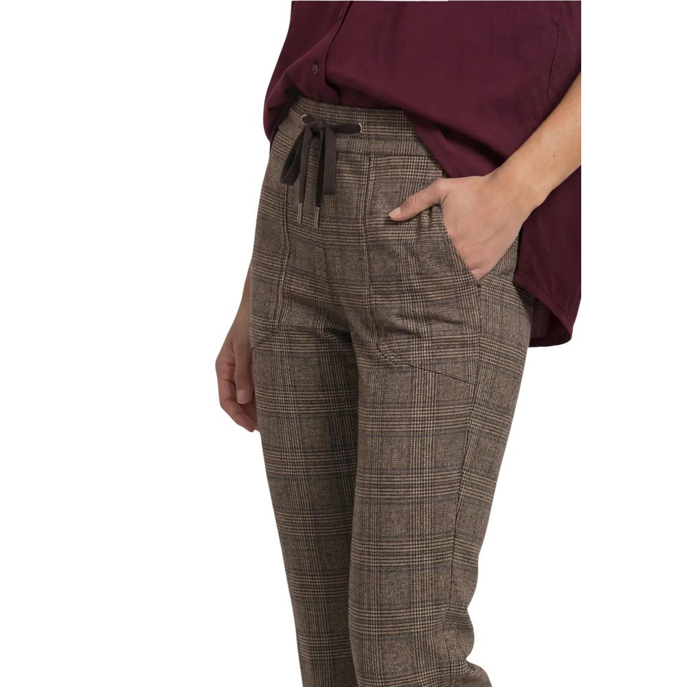 Street One Women's Tapered Leg Slim Cigarette Mid Rise Polyester & Viscose Trousers - Brown Patterned