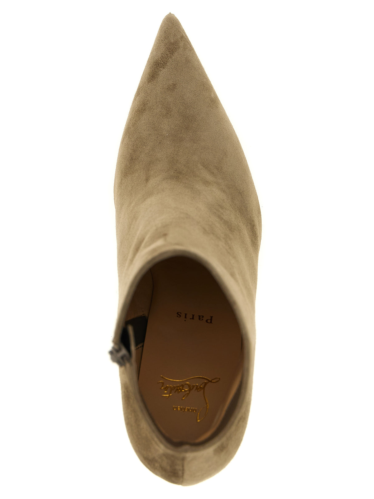 Christian Louboutin Women's Bos Taurus Suede Calfskin Leather Stiletto Ankle Boots - Beige Red