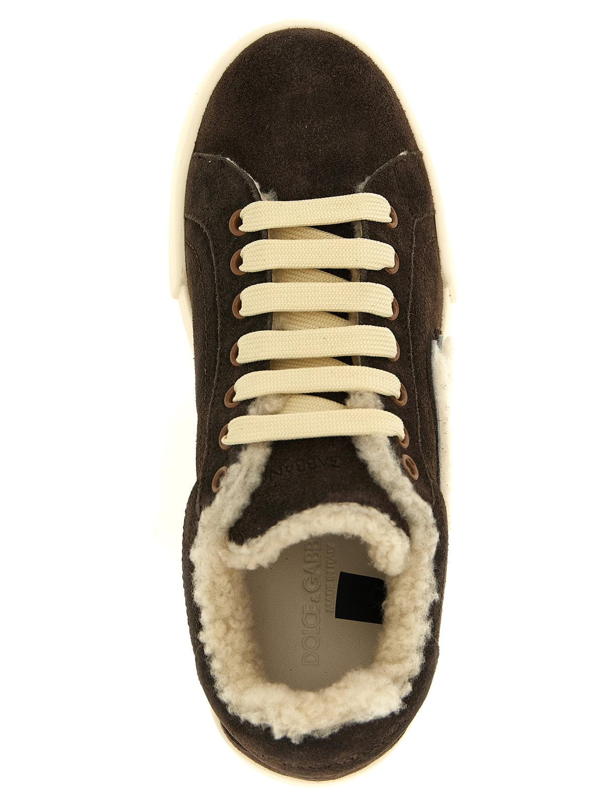 Dolce & Gabbana Women's Low Top Plush Suede Calfskin & Rubber Sneakers - Brown