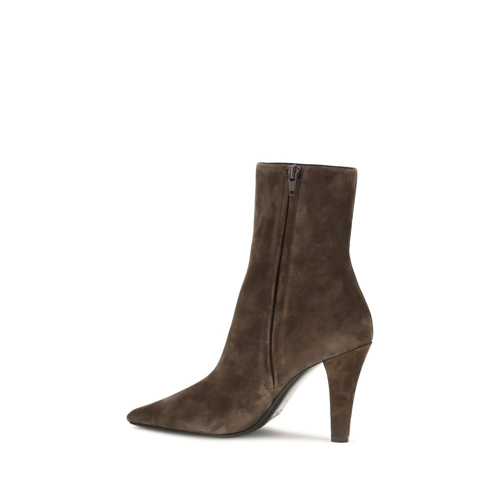 Saint Laurent Cassandre Women's Bos Taurus Suede Calf Leather Ankle Boots - Bronze Brown