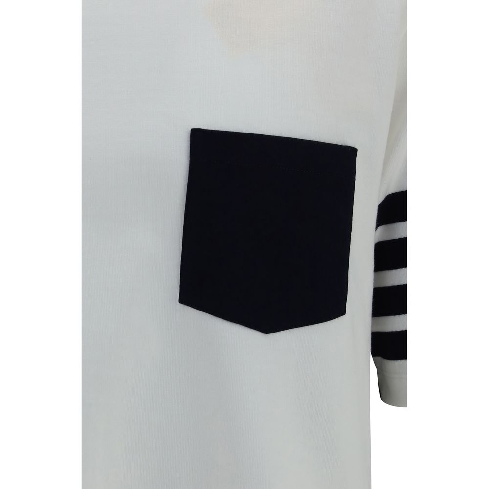 Thom Browne Men's Regular Fit Oversized Cotton Activewear T-Shirt - Multicolor Signature Striped