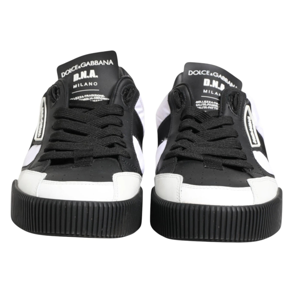 Dolce & Gabbana Men's Low Top Polyester Cotton & Leather Sneakers - Black White