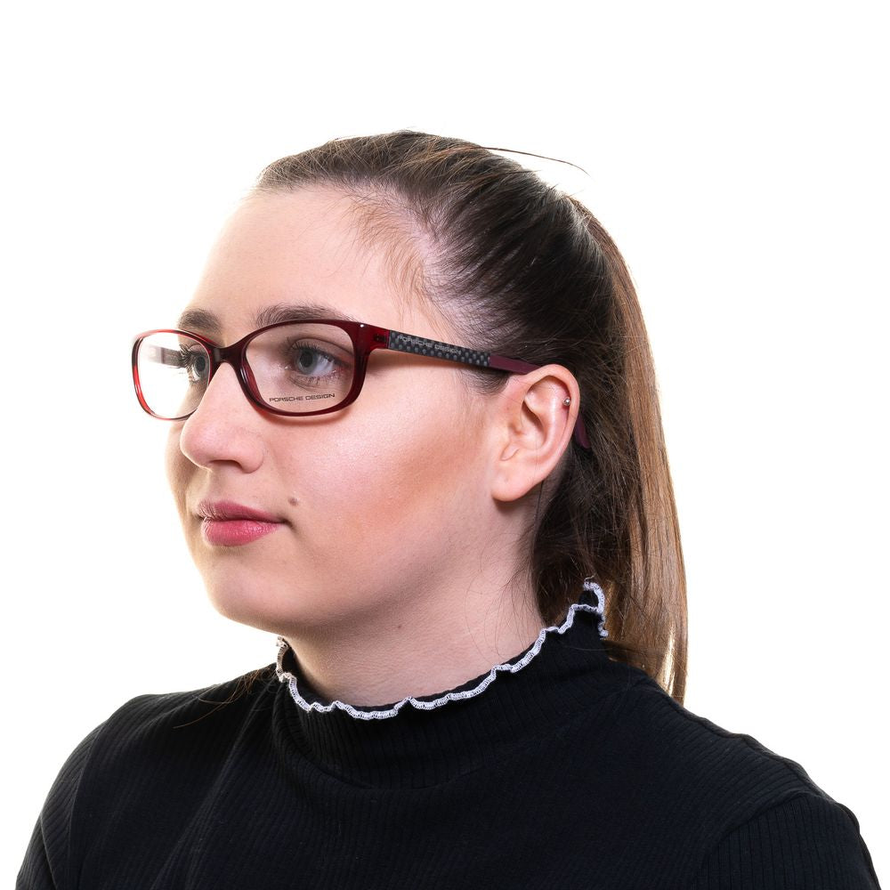 Porsche Design Women's Rectangle Full Rim Plastic Eyeglasses Frames - Red