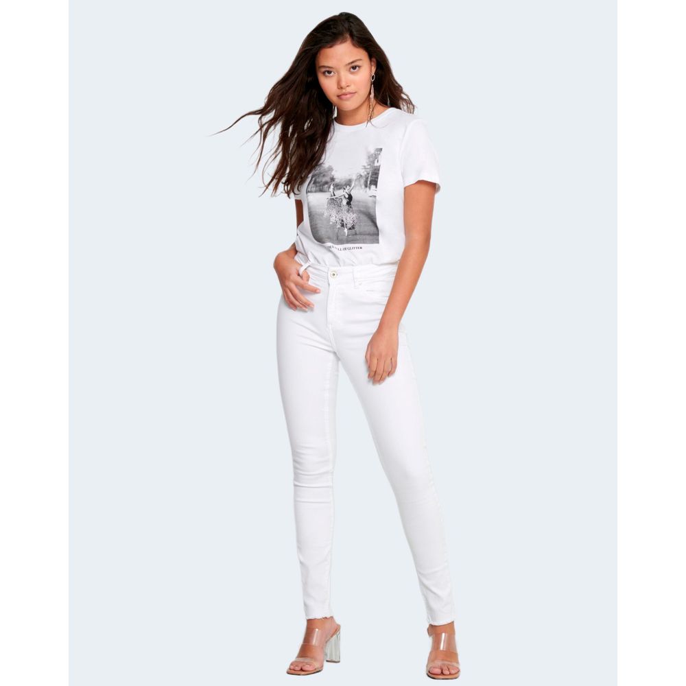 Only Women's Skinny Stretch Denim Cotton Polyester Jeans - White