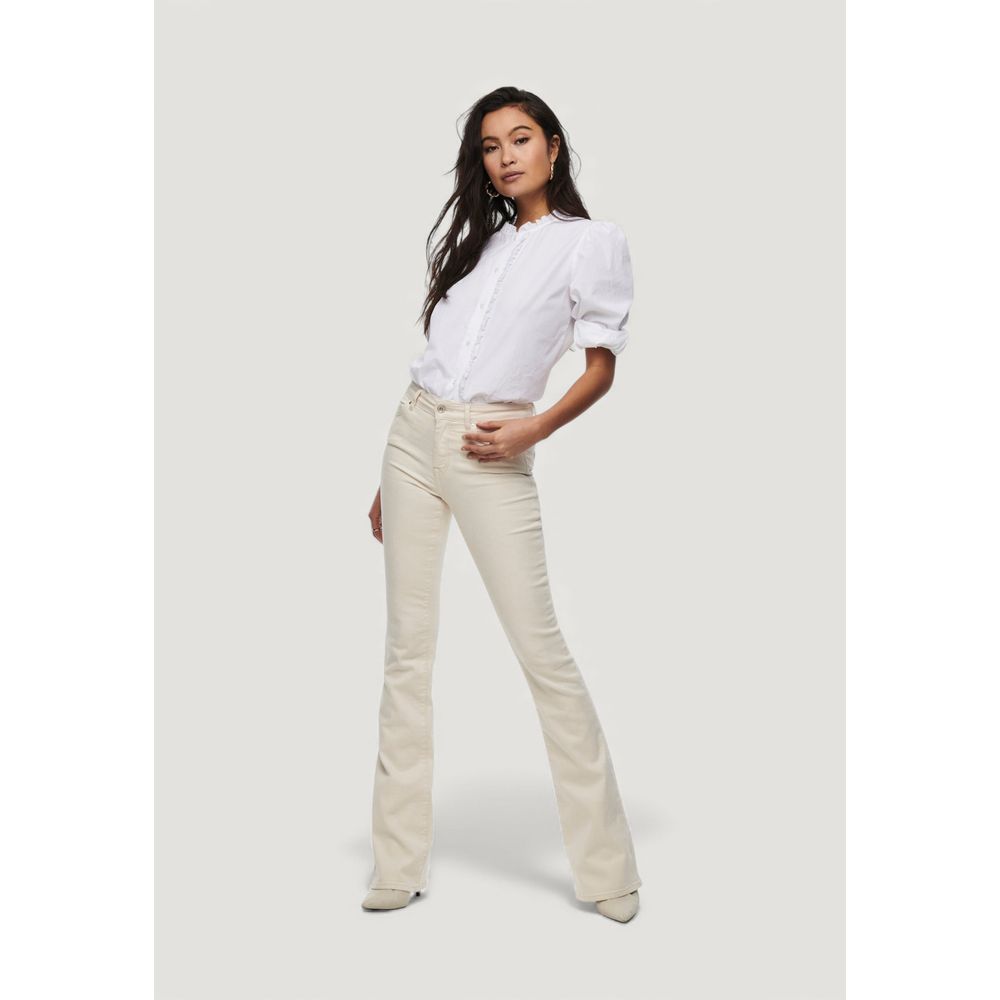 Only City Women's Flared Bootcut Stretch Denim Cotton Jeans - Cream