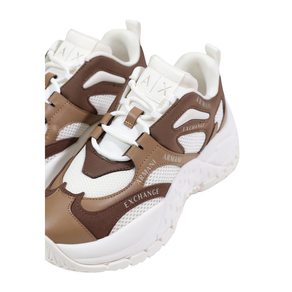 Armani Exchange Women's Chunky Polyester Leather Sneakers - Bicolour Patterned Signature