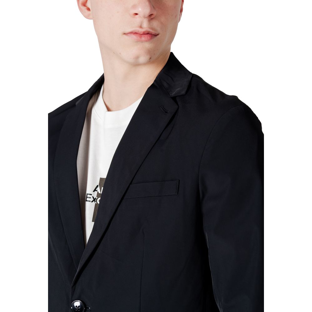 Armani Exchange Men's Lightweight Round Neck Cotton Blazer - Black