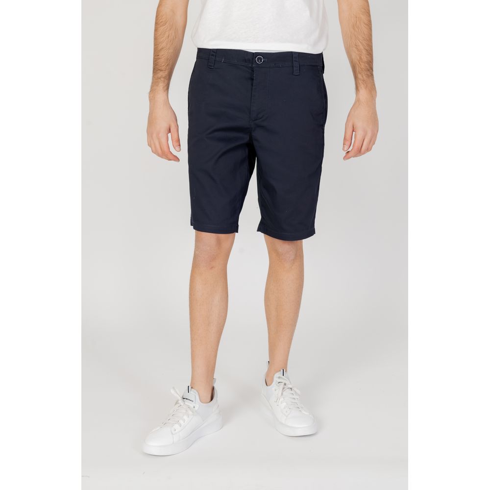 Bermuda Shorts by Armani Exchange for men in stretch polyester cotton blue features an nuanced silhouette, showcasing a nuanced relaxed-fit & regular-fit with a short cut and for a sophisticated, premium finish.