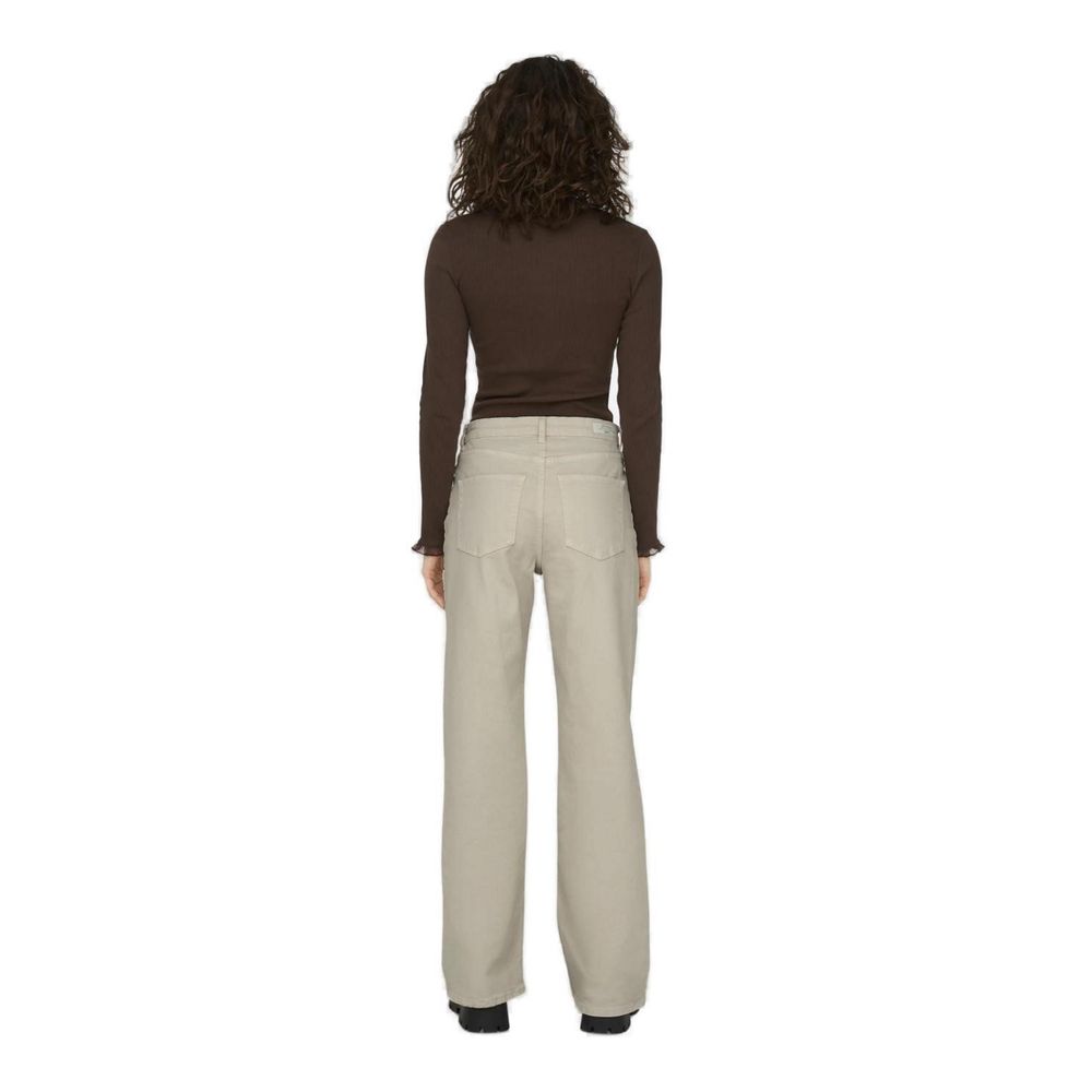 Only 9 To 5 Women's Relaxed Fit Wide High Rise Stretch Denim Cotton Jeans - Beige