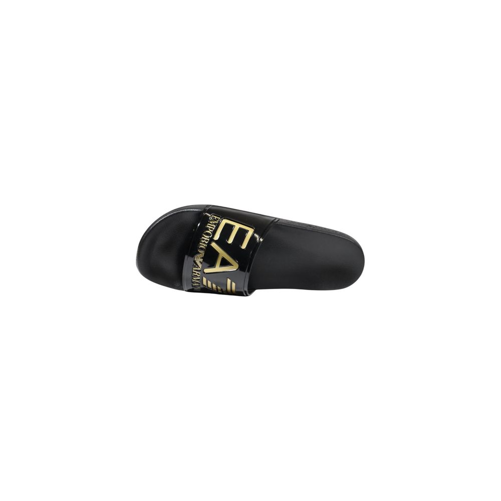 Slider Slippers by EA7 Emporio Armani for men in pvc bicolour presents a sumptuous silhouette, perfectly capturing the sumptuous essence of Men's PVC Slider Slippers with its signature and .