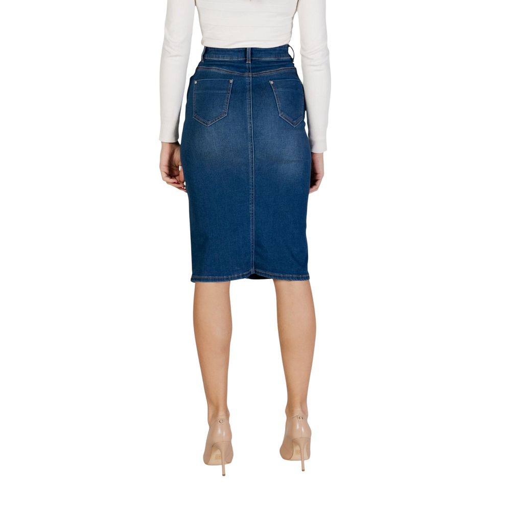 Morgan De Toi Women's Stretch Polyester Cotton Long Skirt - Blue
