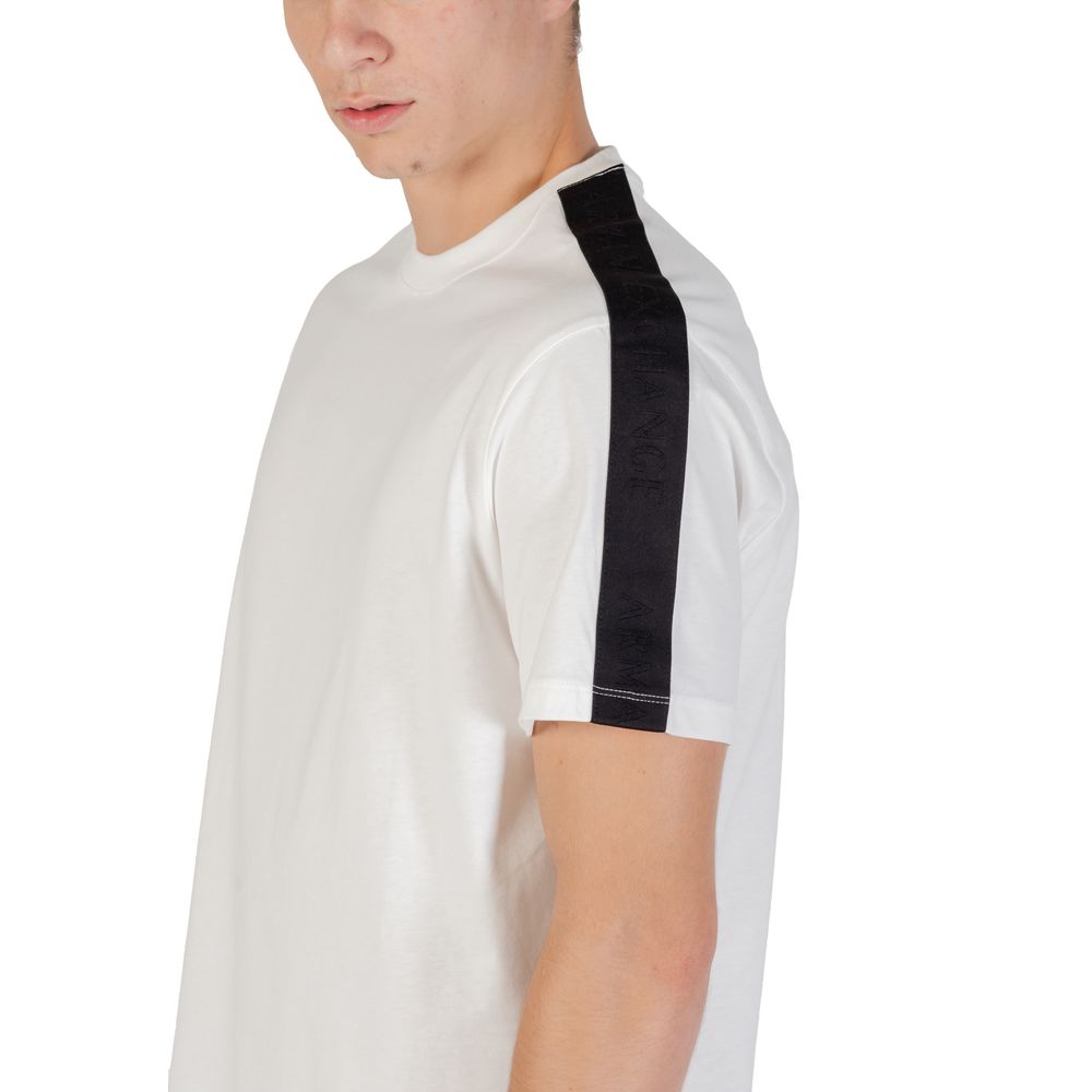 Activewear T-Shirt by Armani Exchange for men in cotton cream presents a kinetic silhouette, showcasing the kinetic and alongside functional for a premium, athletic look.