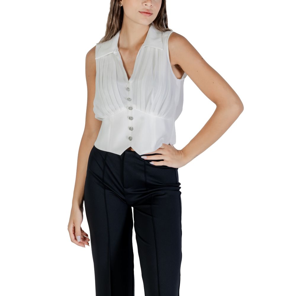 Morgan De Toi Women's Flared Sleeveless Polyester Blouse - White