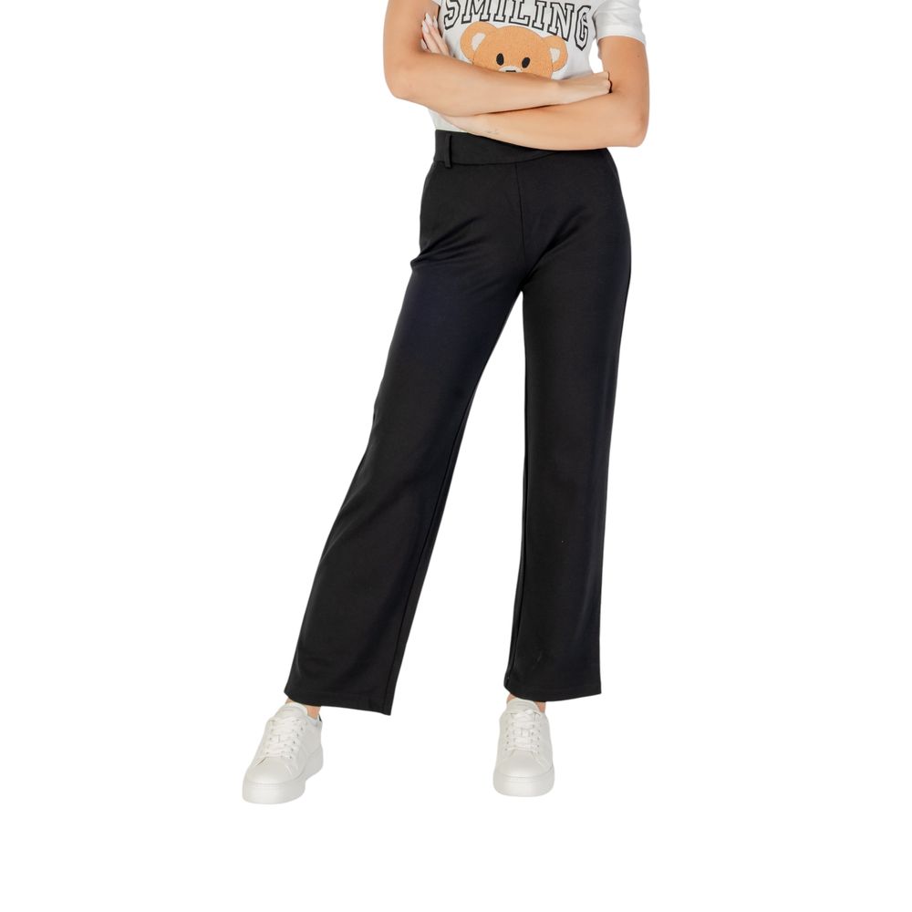 Only Women's Straight Cigarette Mid Rise Stretch Viscose & Nylon Trousers - Black