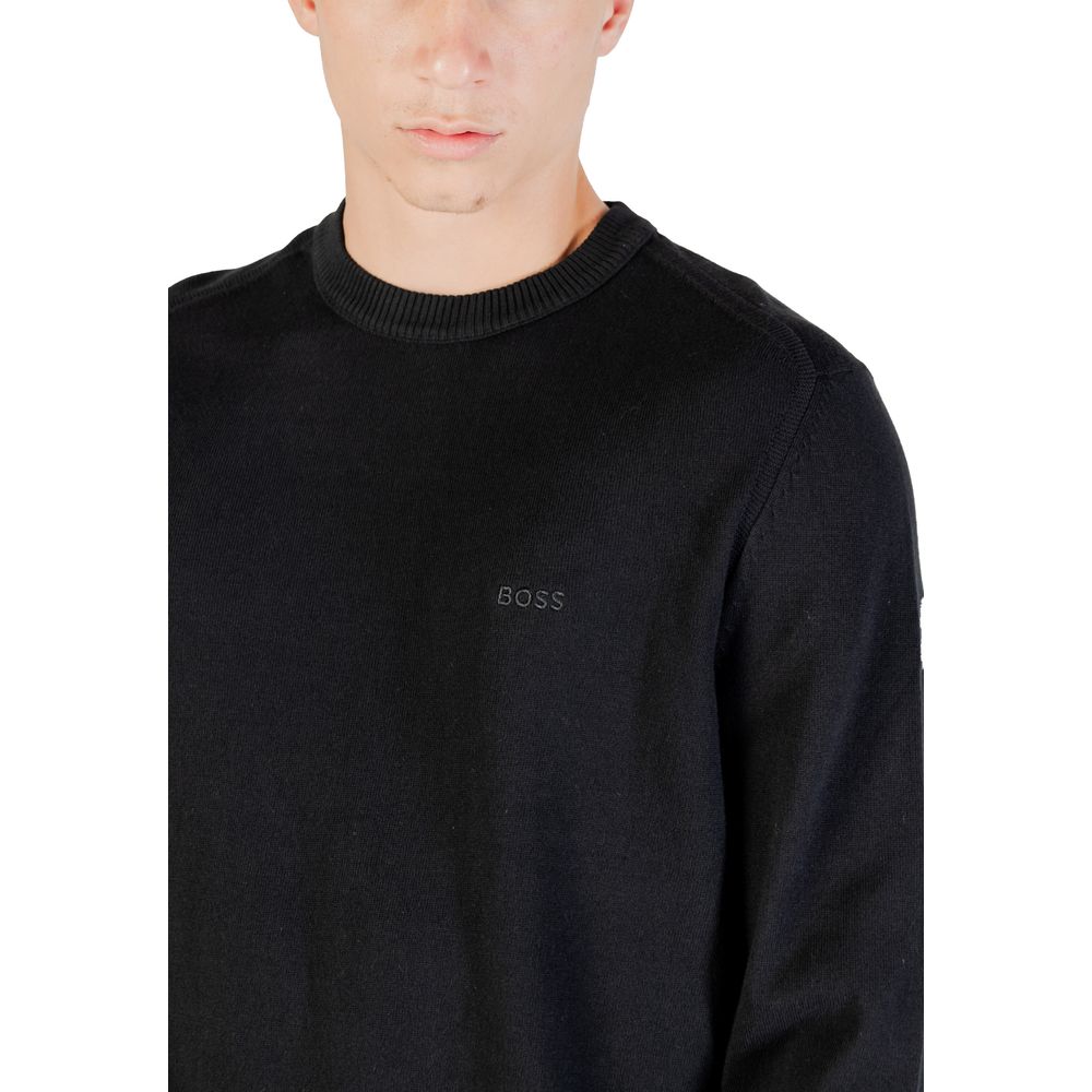 Hugo Boss Men's Round Neck Cotton Sweatshirt - Black