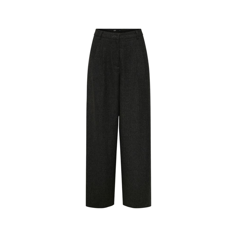 Jacqueline De Yong Women's Flared Bootcut Wide High Rise Polyester & Viscose Trousers - Black