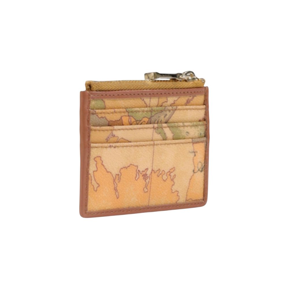 Alviero Martini Prima Classe PVC Polyester Polyurethane Leather & Cotton Cardholder Card Case - Beige Print
