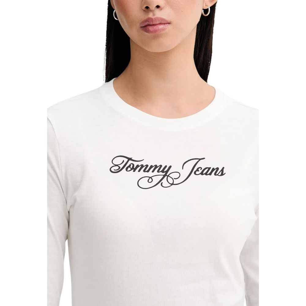 Tommy Hilfiger Jeans Cream Recycled Cotton Long Sleeve T-Shirt