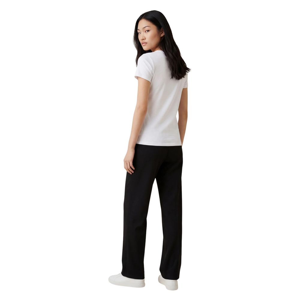 Armani Exchange Women's V Neck Cotton T-Shirt - Gold White