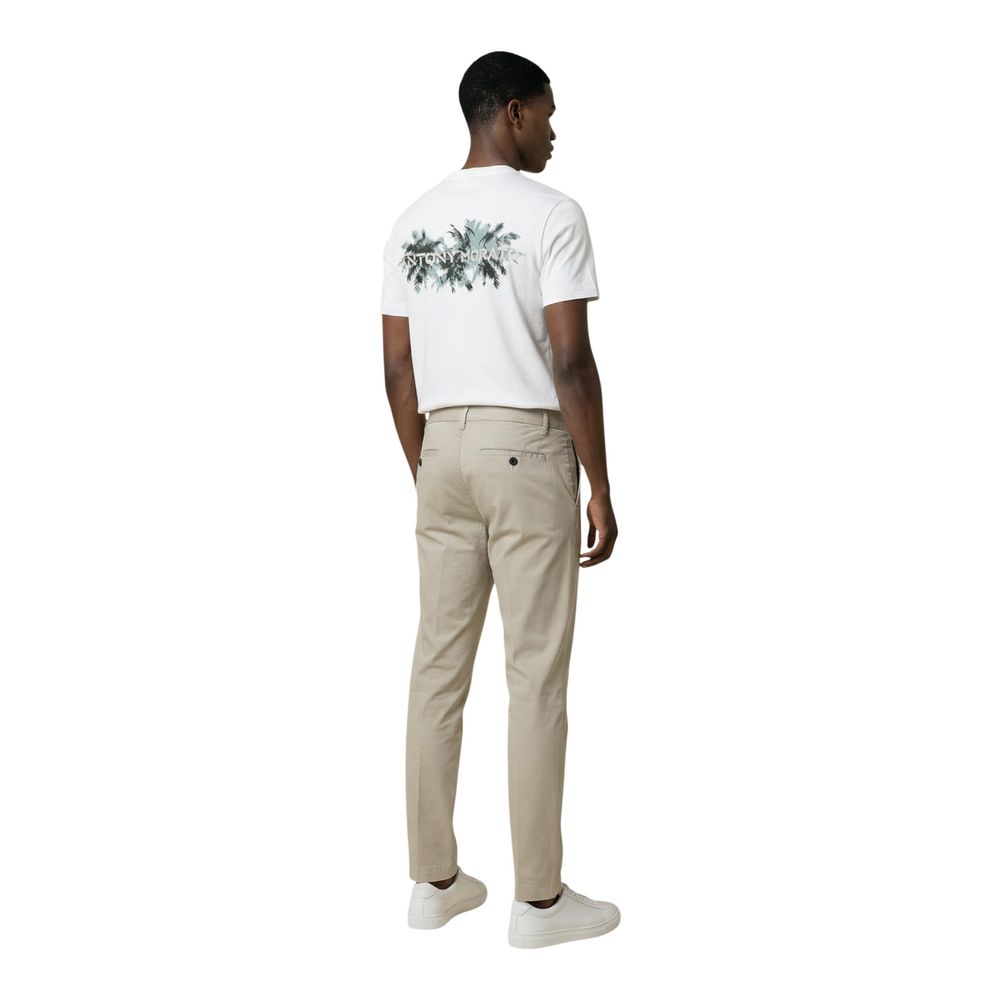 Trousers by Antony Morato for men in stretch cotton beige features an on trend silhouette, showcasing a sophisticated skinny & slim with a long and for an on trend finish.