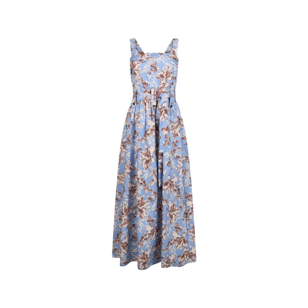 Liu Jo City Women's Cotton Long Dress - Blue Patterned Floral Signature