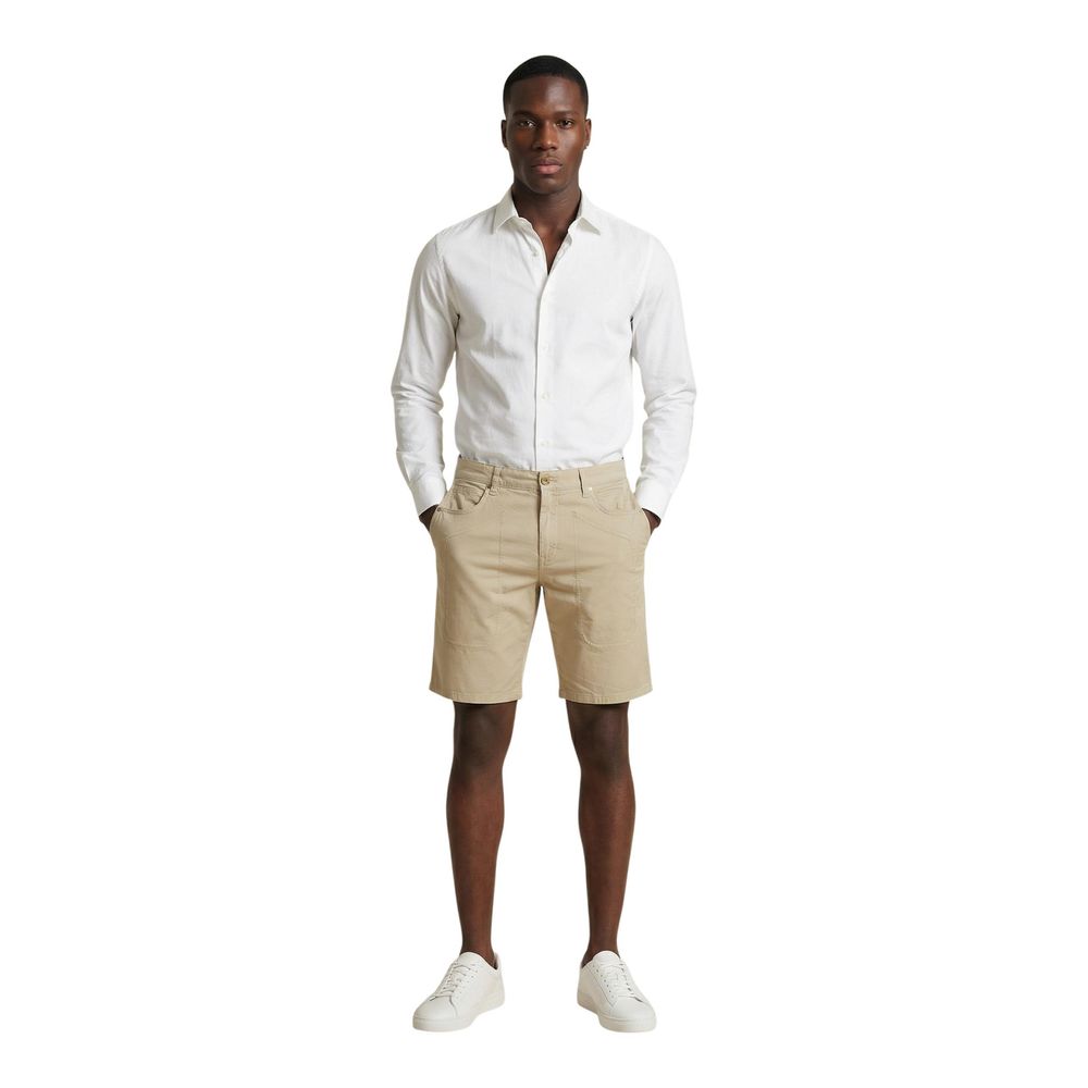 Jeckerson Men's Slim Stretch Cotton Bermuda Shorts - Beige Signature