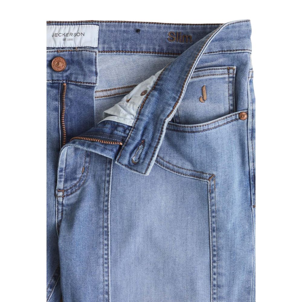 Jeckerson Men's Skinny Slim Stretch Denim Cotton Polyester Jeans - Light Blue Signature