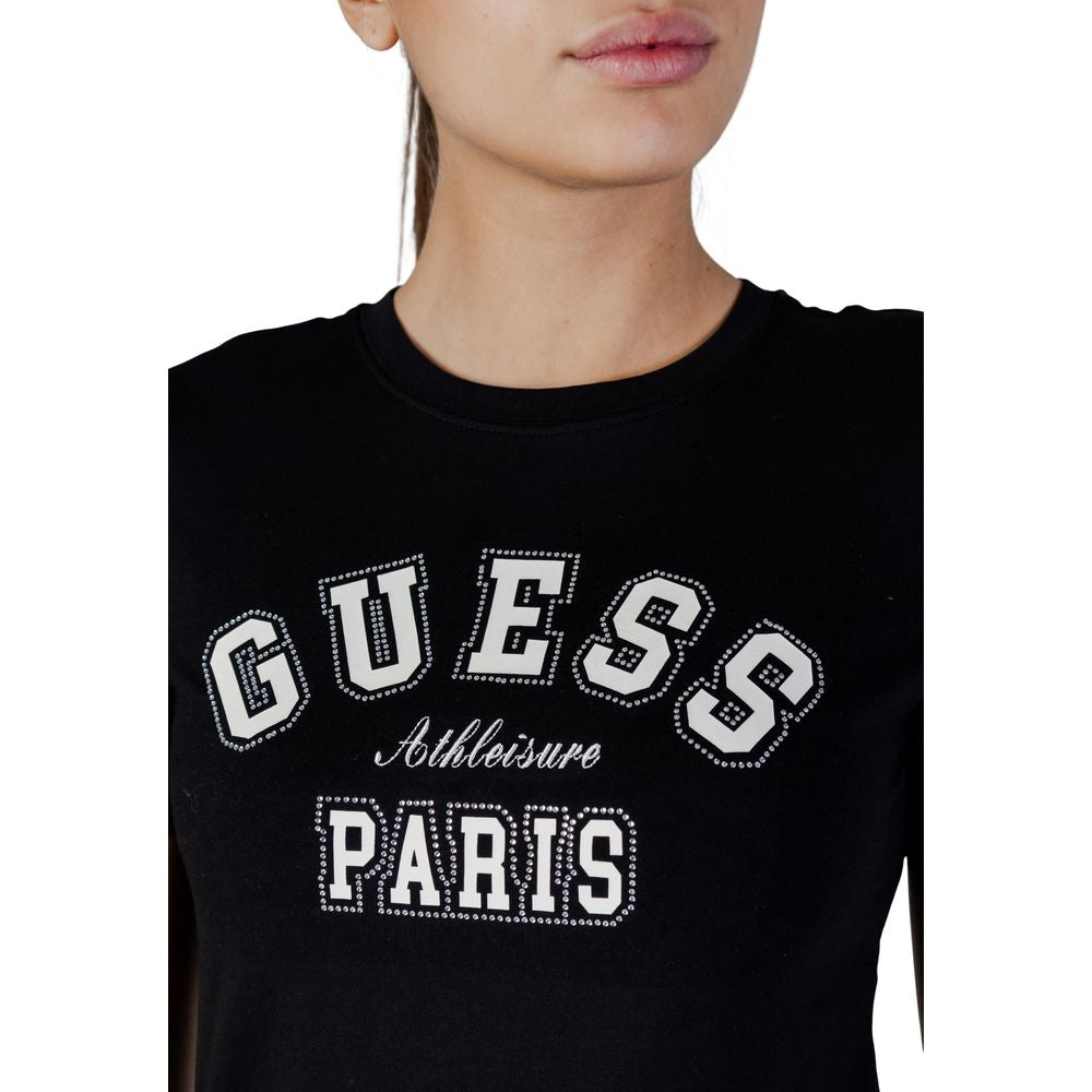 Guess Active City Women's Short-Sleeve Crew Neck Stretch Cotton T-Shirt - Black