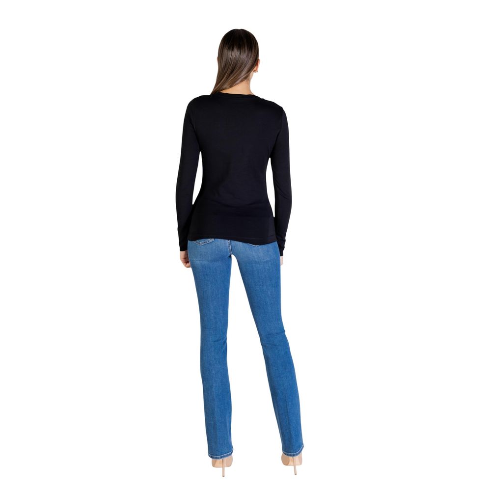 Guess Women's Slim Long-Sleeve Crew Neck Stretch Cotton & Sequins T-Shirt - Animal Black Print