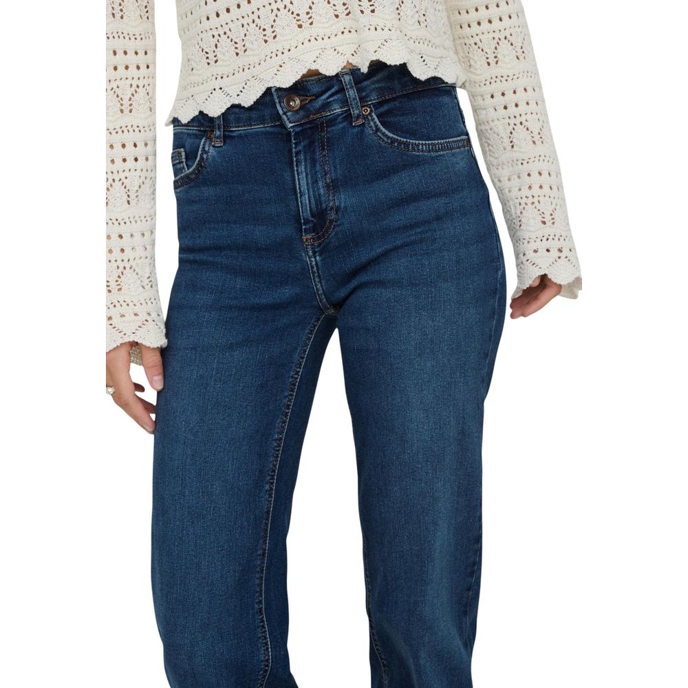 Only Women's Straight Leg Flared Bootcut Relaxed Fit Mid Rise Stretch Denim Cotton Jeans - Blue