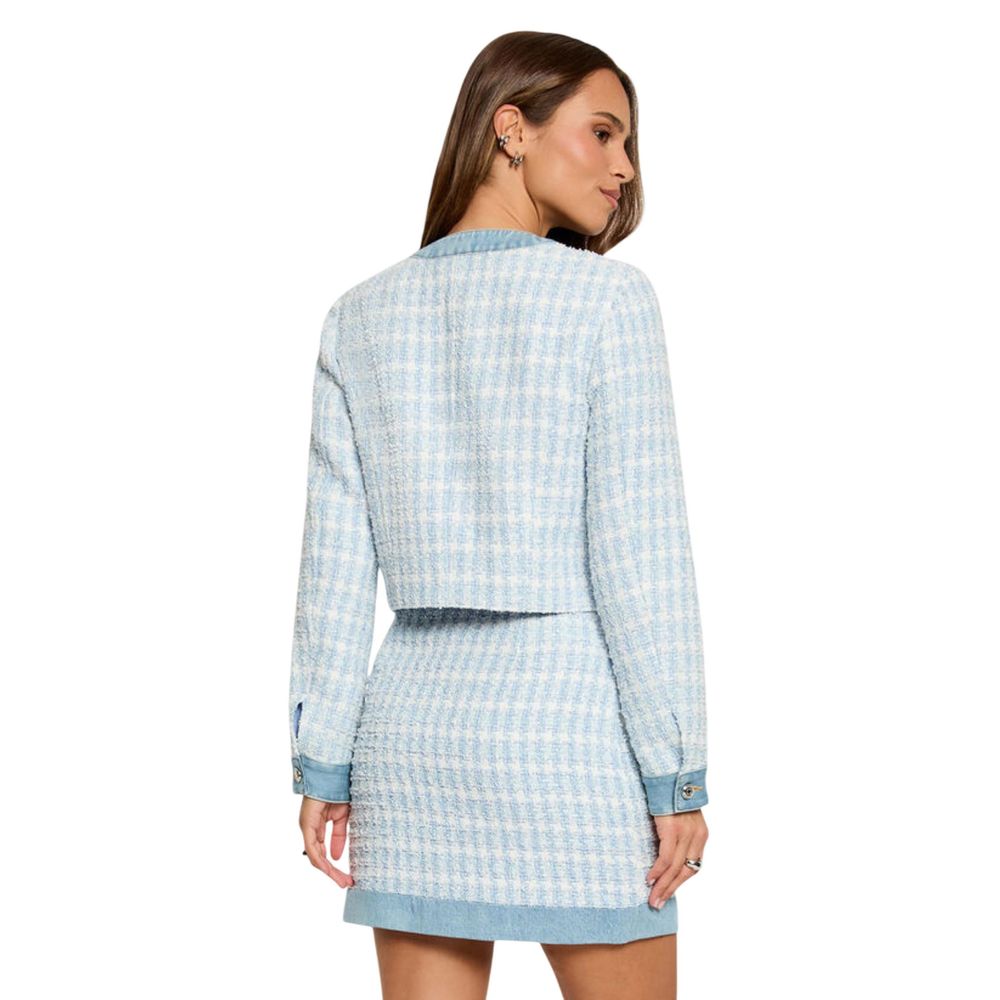 Morgan De Toi Women's Cotton Denim Polyester Tweed Blazer - Blue