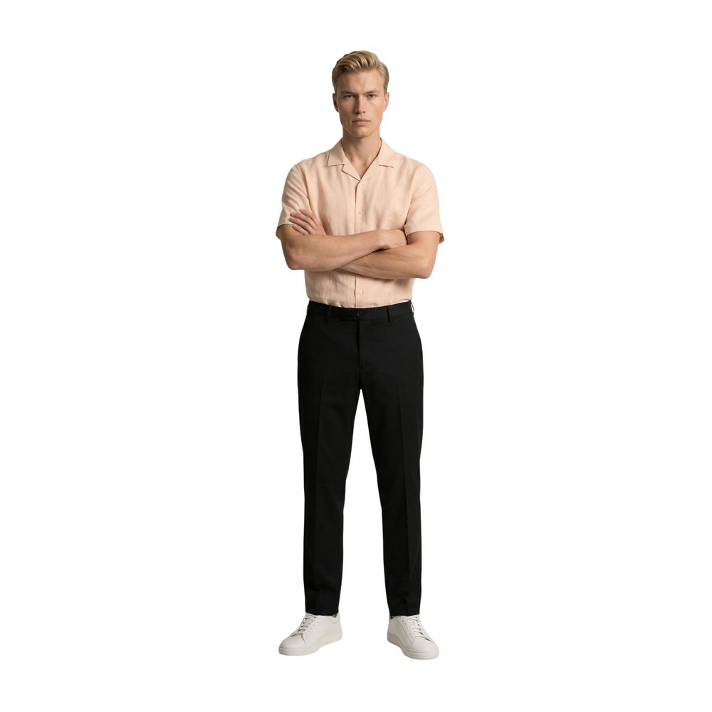 Gianni Lupo Men's Skinny Slim Stretch Polyester & Viscose Trousers - Black Natural Signature