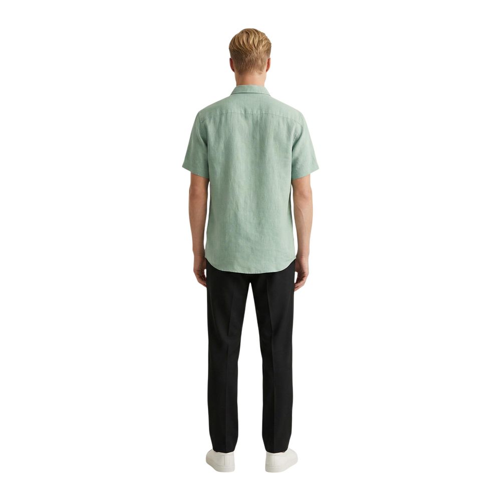 Gianni Lupo Men's Regular Fit Short-Sleeve Linen Shirt - Green
