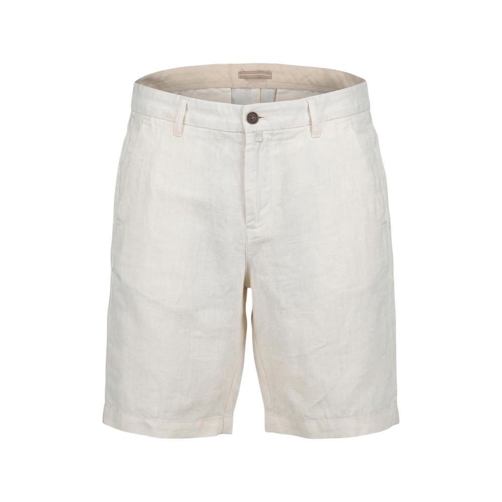 Borghese Men's Regular Fit Linen Bermuda Shorts - White