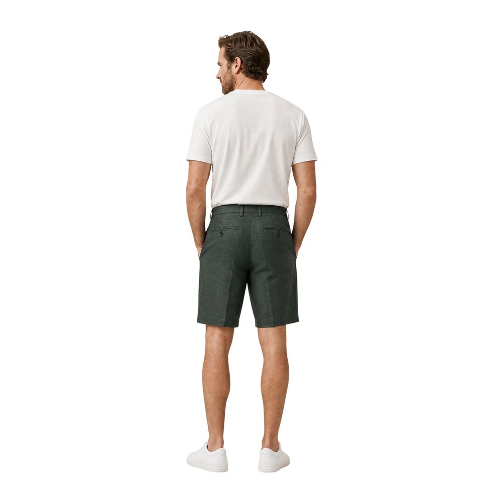 Borghese Men's Regular Fit Linen Bermuda Shorts - Green