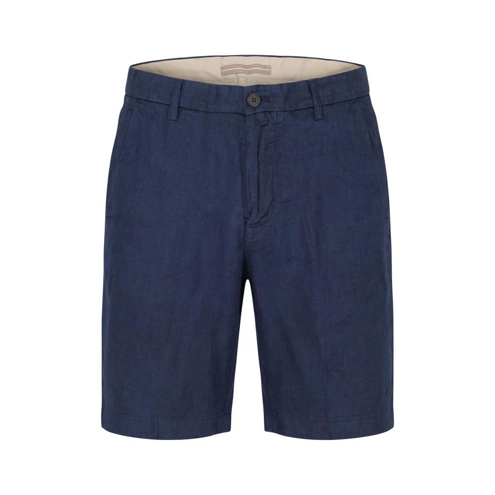 Borghese Men's Relaxed Fit Regular Linen Bermuda Shorts - Blue