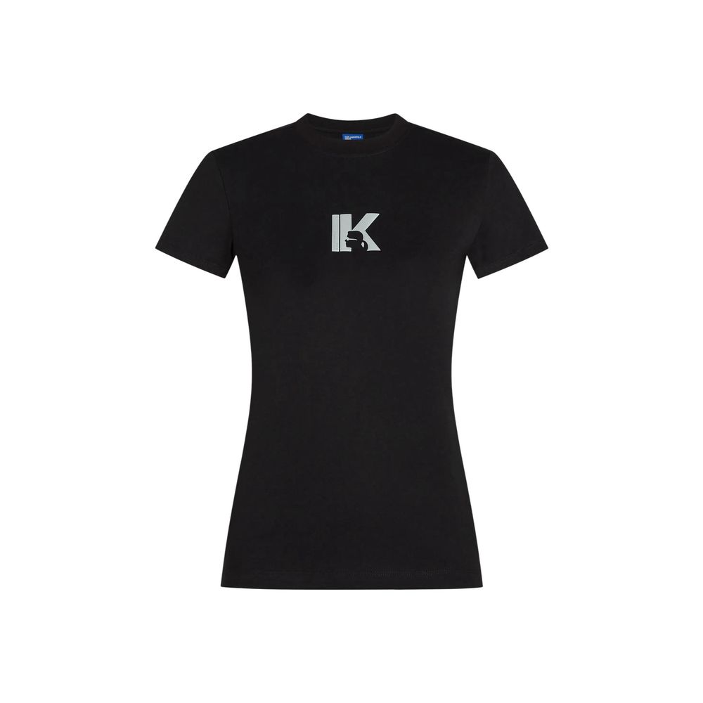 Karl Lagerfeld Women's Slim Short-Sleeve Crew Neck Cotton T-Shirt - Black