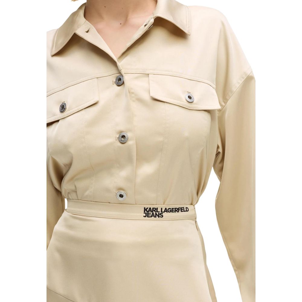 Karl Lagerfeld Women's Flared Polyester Satin Short Mini Skirt - Beige