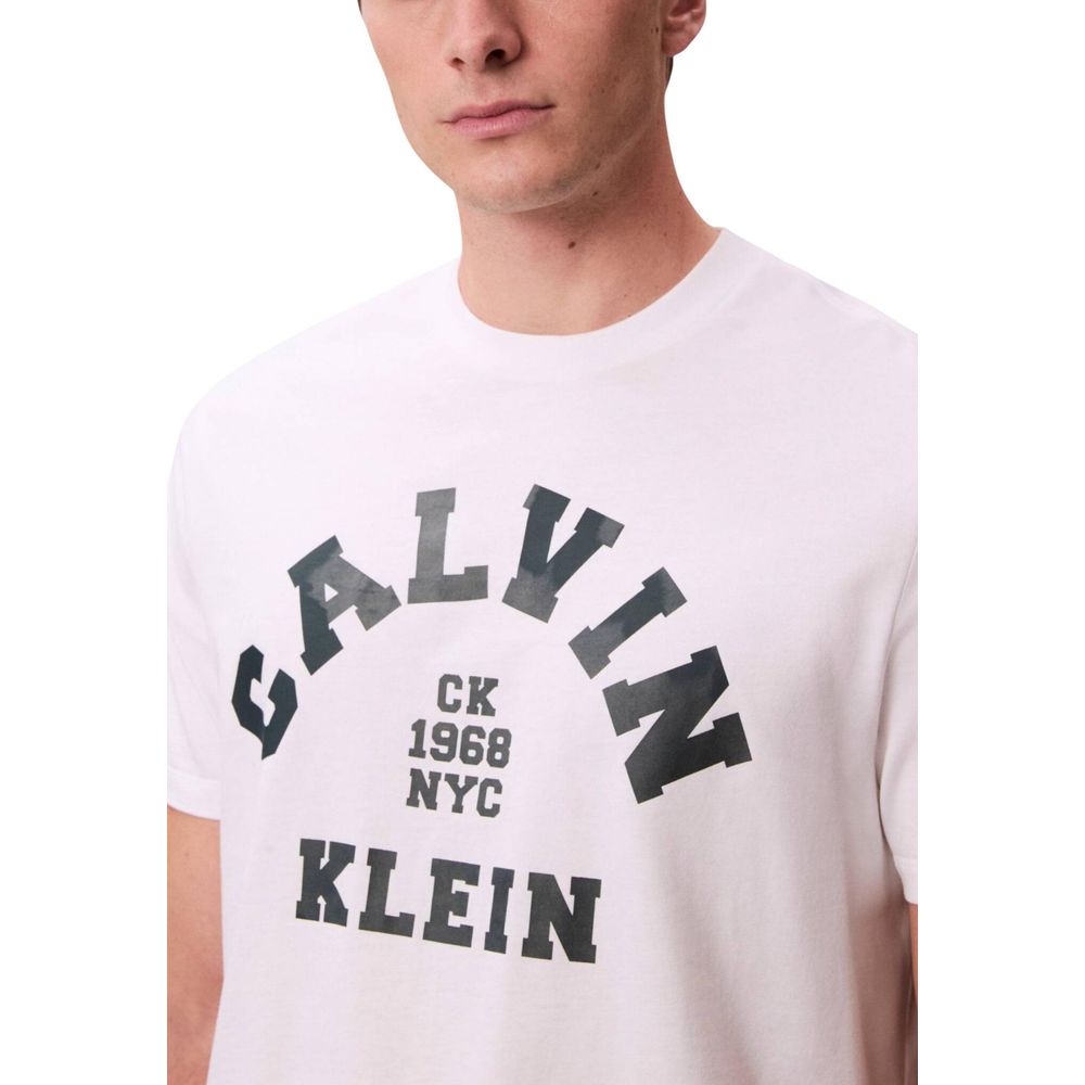 Calvin Klein Jeans Men's Regular Fit Crew Neck Cotton T-Shirt - Natural White