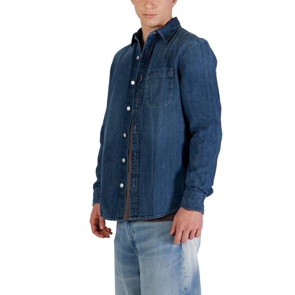 Tommy Hilfiger Jeans Men's Long-Sleeve Denim Cotton T-Shirt - Blue Natural
