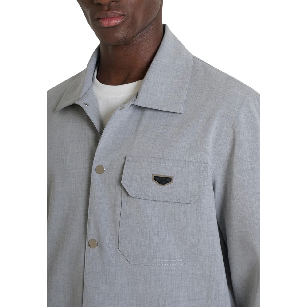 Antony Morato Men's Regular Fit Stretch Polyester & Viscose Dress Shirt - Gray