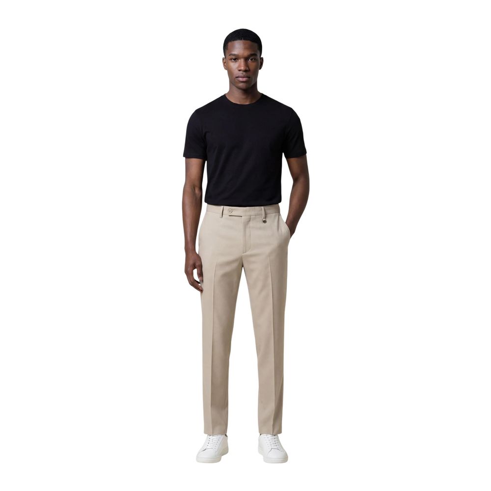 Antony Morato Crisp Men's Straight Leg Regular Fit Lyocell & Cotton Trousers - Beige