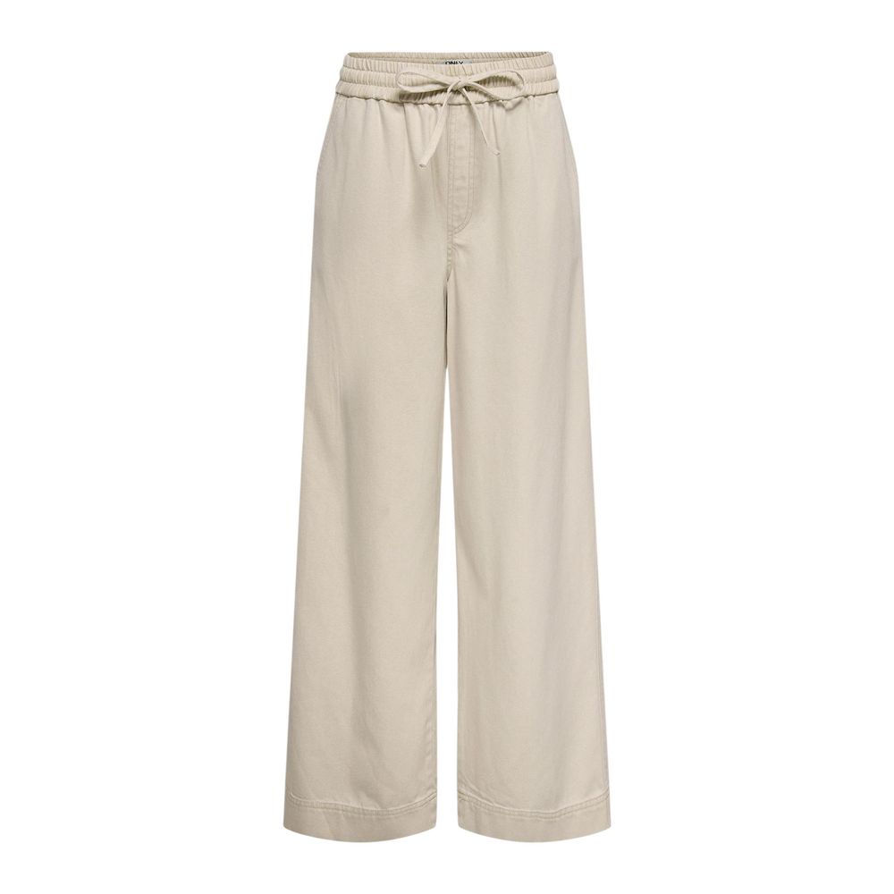Only Women's Flared Bootcut Wide High Rise Lyocell & Cotton Trousers - Cream